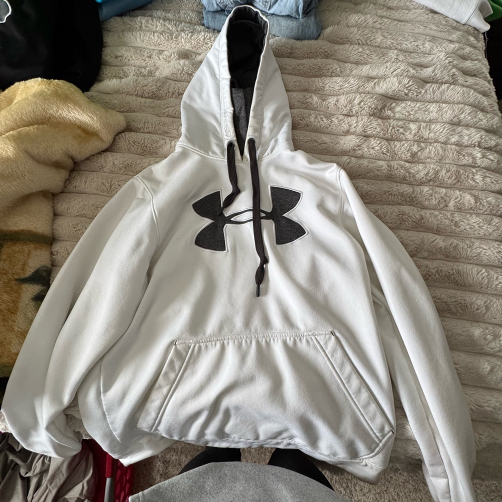 Under Armour White Hoodie with Black Logo